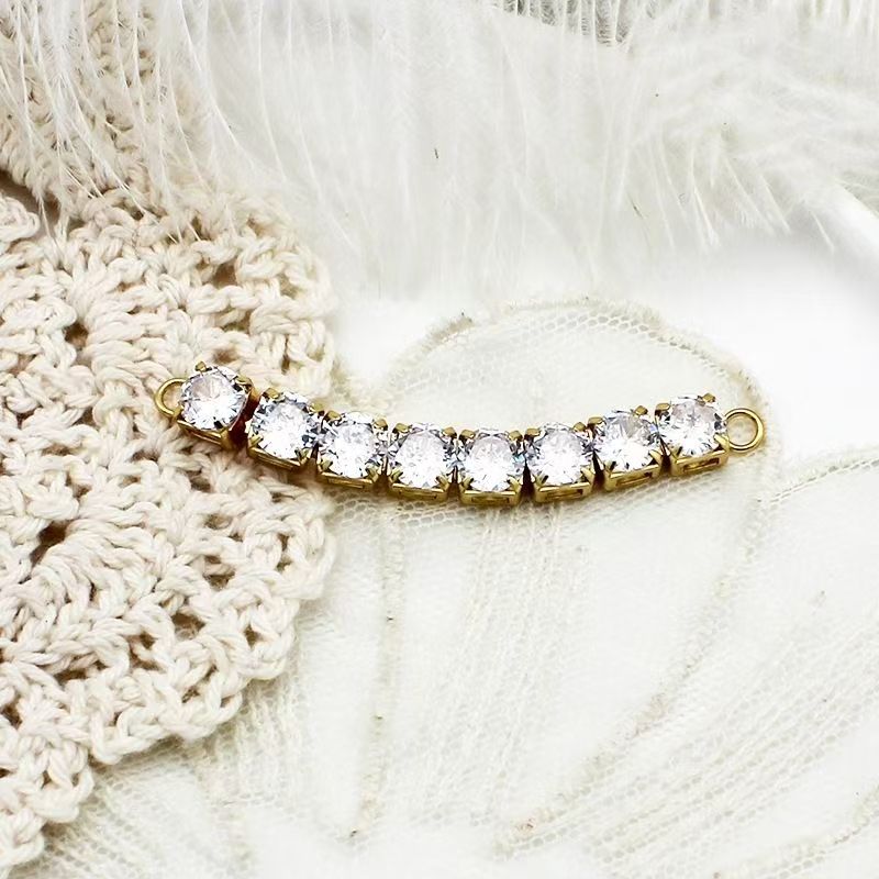 18K gold-filled zirconia flash zirconia double pendant clasp chain versatile DIY jewelry accessory with diamond-filled bag