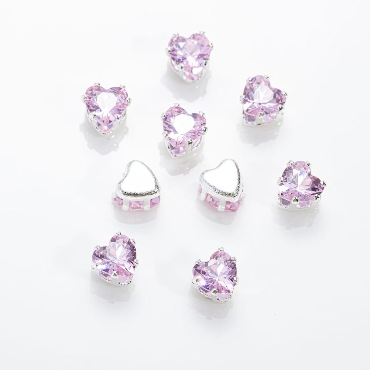 4mm heart-shaped claw diamond Huazhi flash DIY bracelet zircon hand-sewn beads with holes beads separators loose beads accessories auxiliary