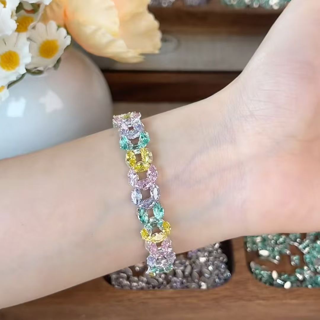 3*6 Horse Eye Claw Drill Zircon Six Claw Flash Bracelet DIY Necklace Hand Sewn Hole Beads Spacer Looseeads Accessories