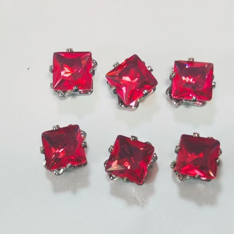5mm square dark-themed sparkly gunmetal base crystal square claw-set zircon rhinestones.