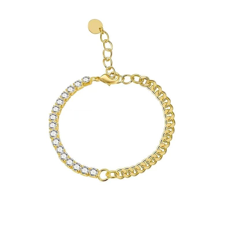 18K gold-filled zirconia flash zirconia double pendant clasp chain versatile DIY jewelry accessory with diamond-filled bag