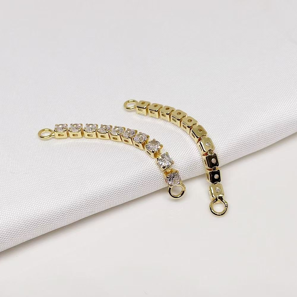 18K gold-filled zirconia flash zirconia double pendant clasp chain versatile DIY jewelry accessory with diamond-filled bag