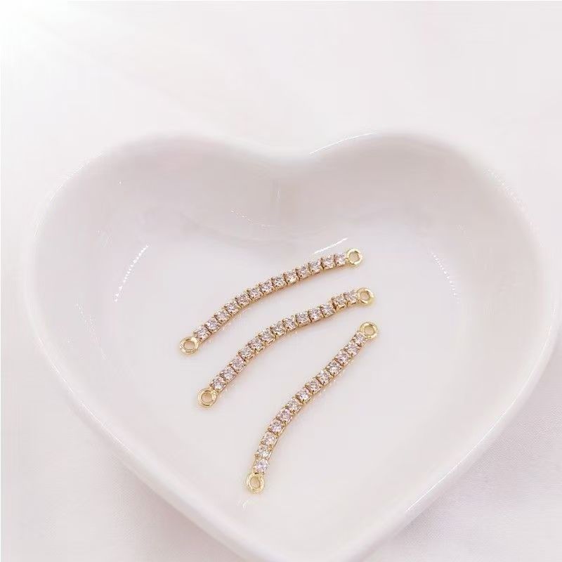 18K gold-filled zirconia flash zirconia double pendant clasp chain versatile DIY jewelry accessory with diamond-filled bag