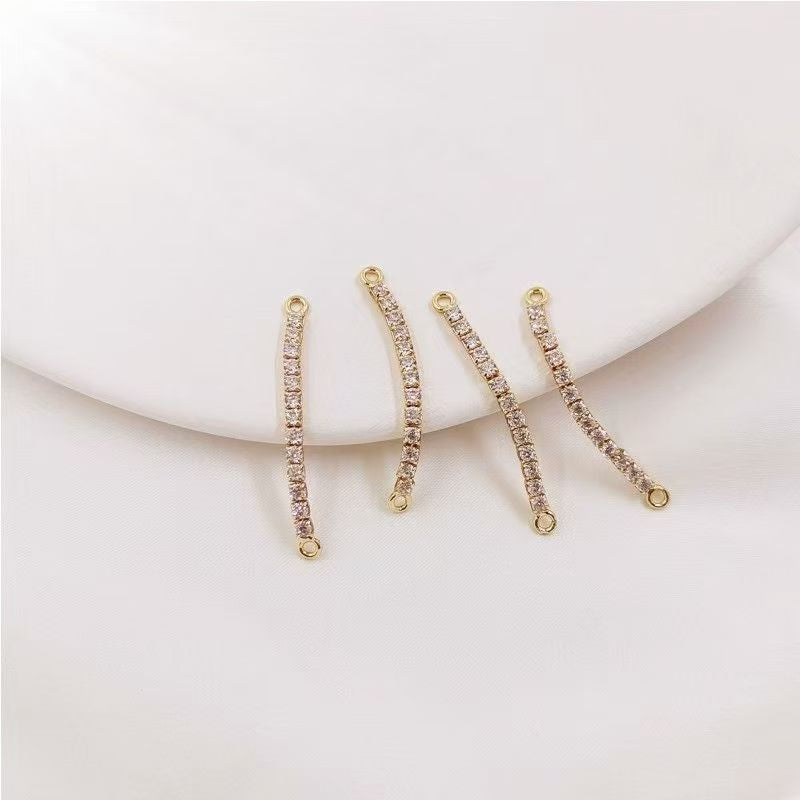 18K gold-filled zirconia flash zirconia double pendant clasp chain versatile DIY jewelry accessory with diamond-filled bag