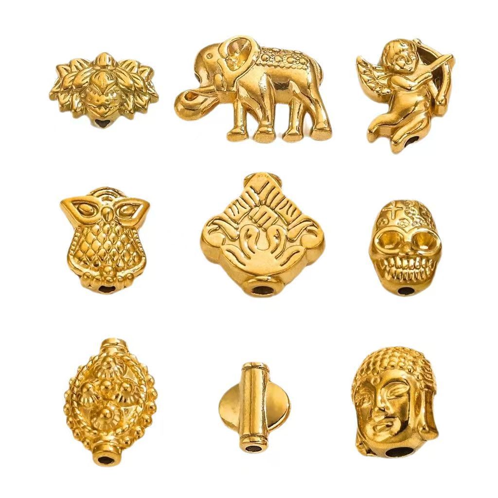 Electroplating process for stainless steel 18K gold - plated small jewelry pendants, wholesale of handmade DIY bracelet and necklace jewelry pendants