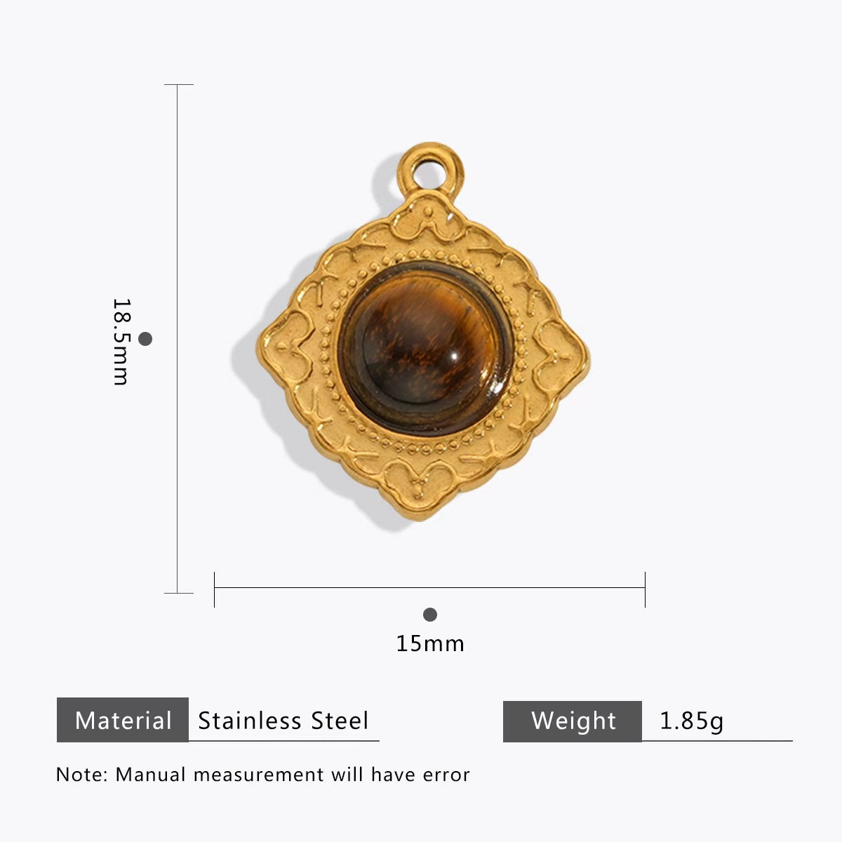 5 Stainless Steel Retro Maillard Tiger's Eye Pendants, Earrings with Hollowed-out Lace and Agate, High-end Earrings, Necklaces and Pendants