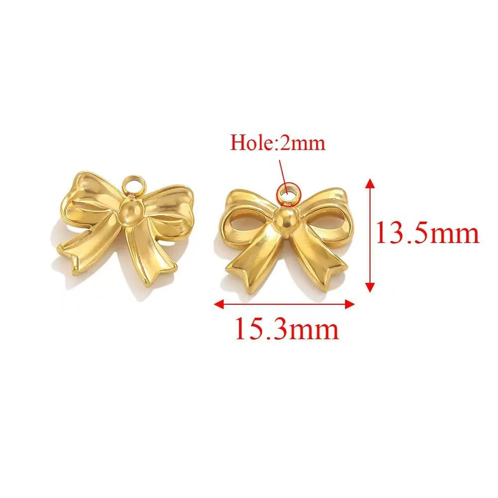 Stainless steel bow - shaped jewelry accessories, DIY necklaces, bracelets, and earrings. There are 5 trendy electroplated bow - shaped pendants.
