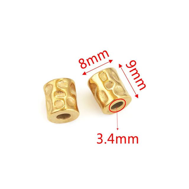 10 large-hole beads as accessories for hand-made DIY bracelets, necklaces and other jewelry, including stainless steel stop beads, cylindrical spacer beads, and beads with gold-plating process