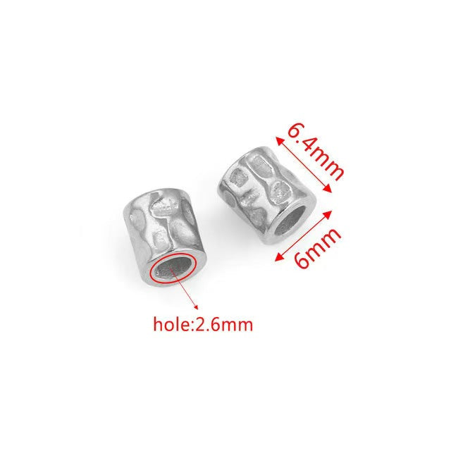 10 large-hole beads as accessories for hand-made DIY bracelets, necklaces and other jewelry, including stainless steel stop beads, cylindrical spacer beads, and beads with gold-plating process
