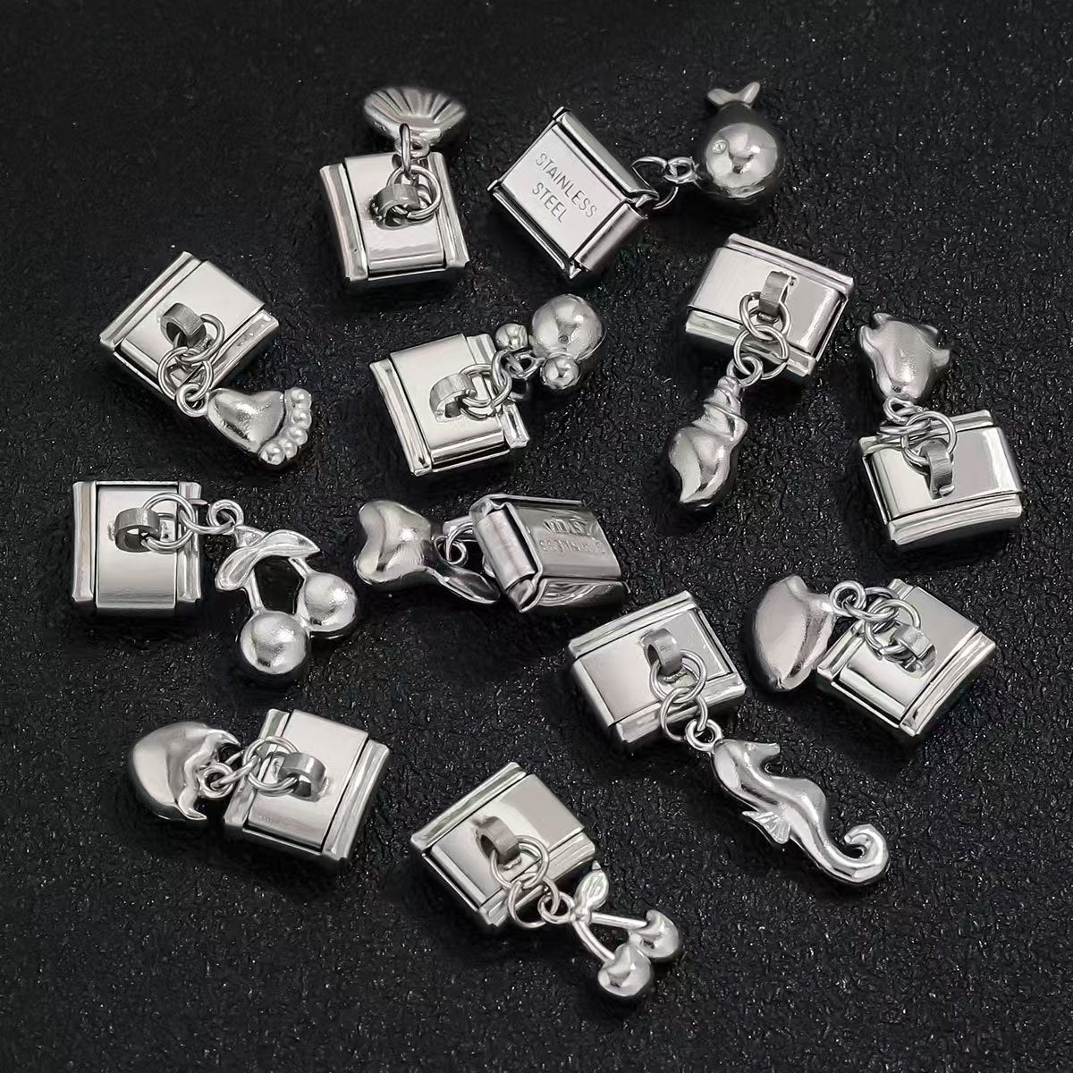 1 Stainless Steel Lovely Small Pendant Ocean Series Titanium Steel Modular Bracelet DIY Jewelry Titanium Steel Accessory Bracelet