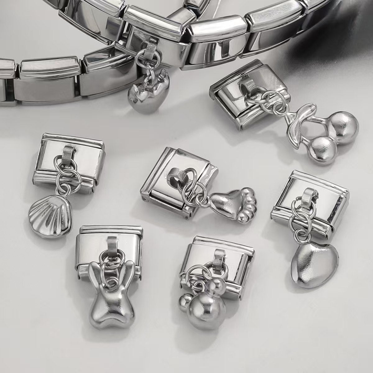 1 Stainless Steel Lovely Small Pendant Ocean Series Titanium Steel Modular Bracelet DIY Jewelry Titanium Steel Accessory Bracelet