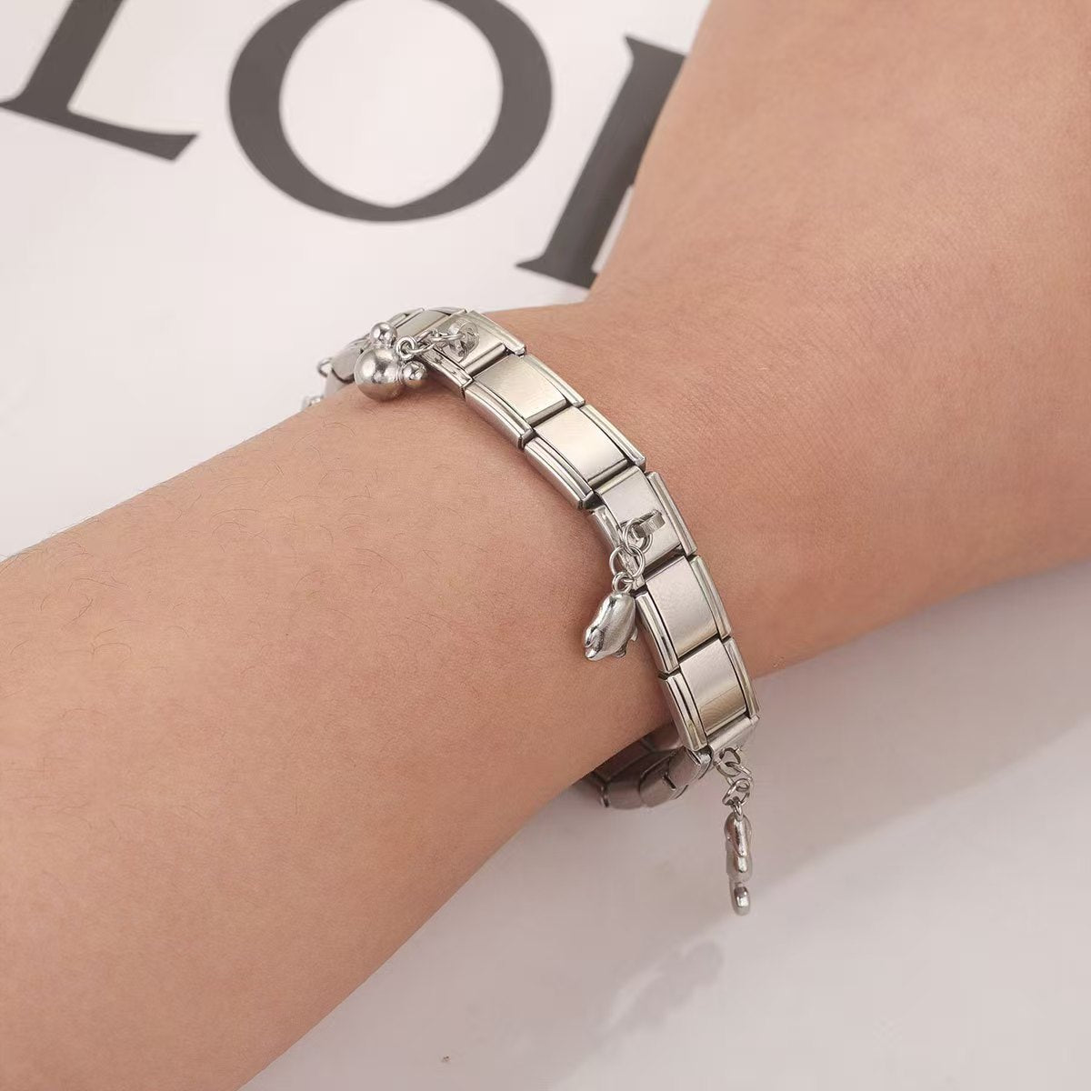 1 Stainless Steel Lovely Small Pendant Ocean Series Titanium Steel Modular Bracelet DIY Jewelry Titanium Steel Accessory Bracelet