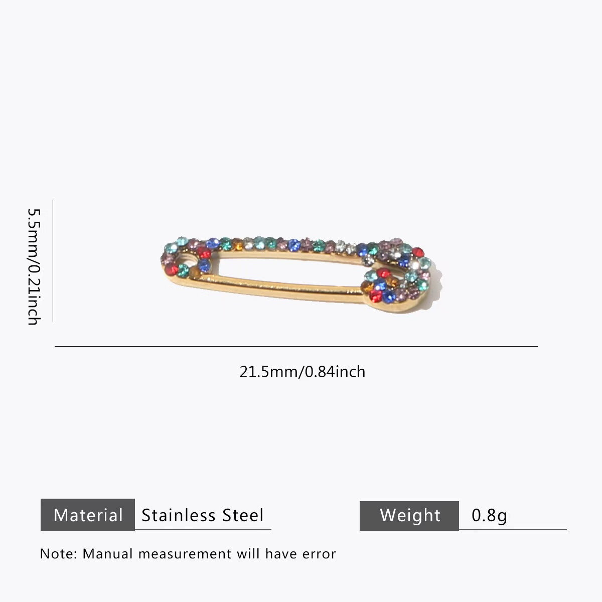 Set of 5 Stainless Steel Gold-Plated Diamond-Encrusted Brooches, Colorful Diamond-Embedded Unique Brooches, Must-Have Accessories for Outfit Matching, Handmade DIY Jewelry Components