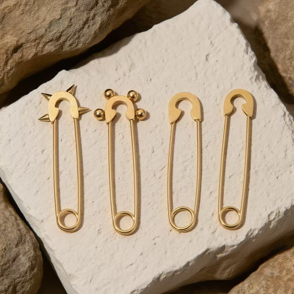 Set of 5 Stainless Steel Gold-Plated Diamond-Encrusted Brooches, Colorful Diamond-Embedded Unique Brooches, Must-Have Accessories for Outfit Matching, Handmade DIY Jewelry Components