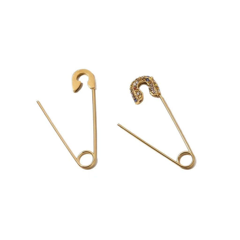 Set of 5 Stainless Steel Gold-Plated Diamond-Encrusted Brooches, Colorful Diamond-Embedded Unique Brooches, Must-Have Accessories for Outfit Matching, Handmade DIY Jewelry Components
