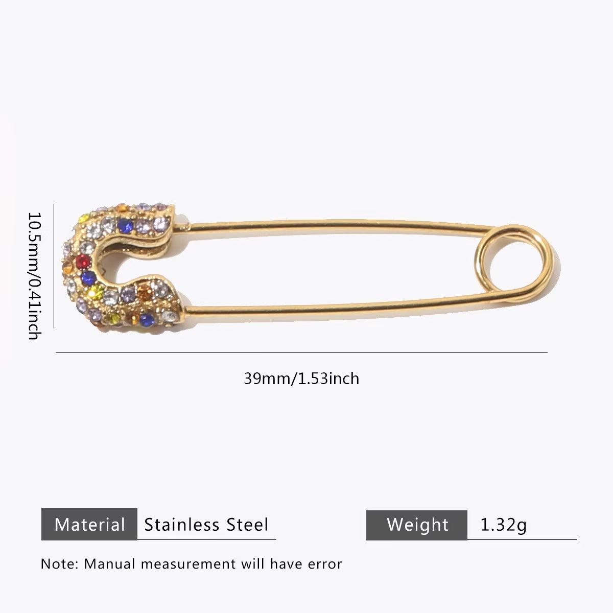 Set of 5 Stainless Steel Gold-Plated Diamond-Encrusted Brooches, Colorful Diamond-Embedded Unique Brooches, Must-Have Accessories for Outfit Matching, Handmade DIY Jewelry Components