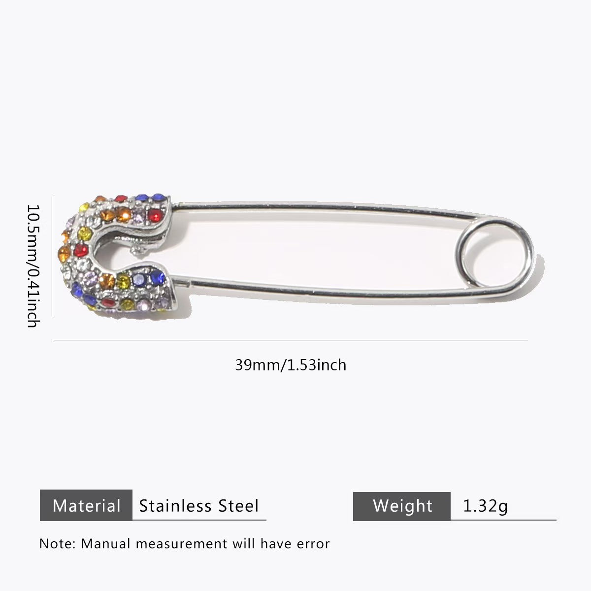 Set of 5 Stainless Steel Gold-Plated Diamond-Encrusted Brooches, Colorful Diamond-Embedded Unique Brooches, Must-Have Accessories for Outfit Matching, Handmade DIY Jewelry Components