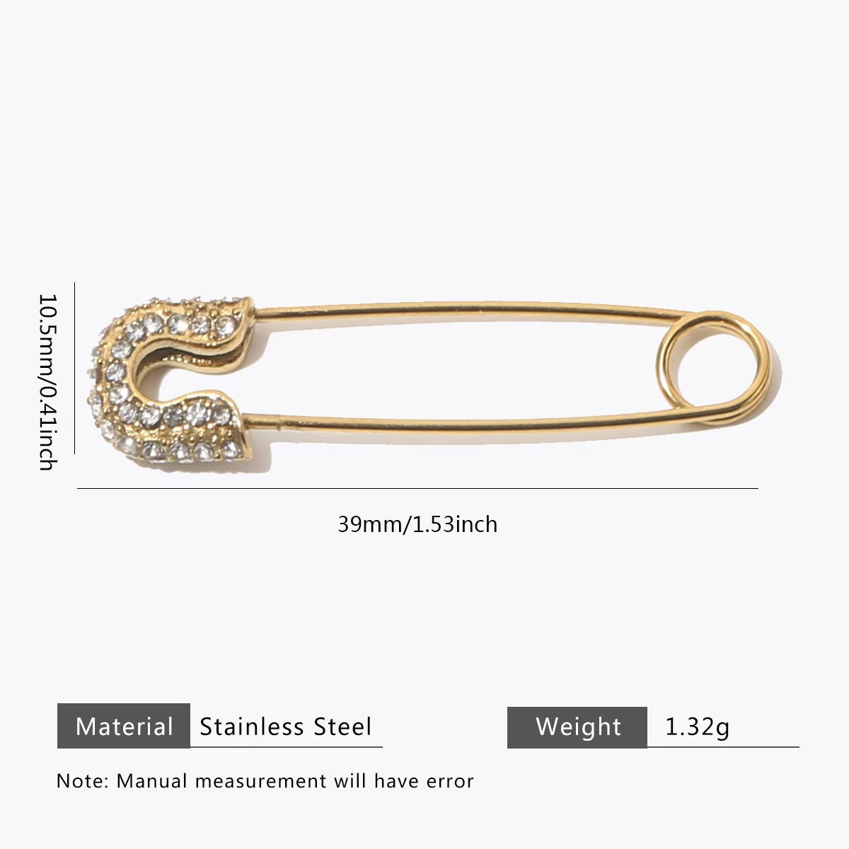 Set of 5 Stainless Steel Gold-Plated Diamond-Encrusted Brooches, Colorful Diamond-Embedded Unique Brooches, Must-Have Accessories for Outfit Matching, Handmade DIY Jewelry Components