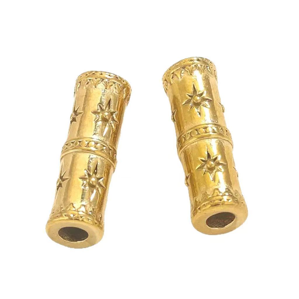 2 Stainless Steel Golden 18K Gold Plated Spacer Beads, European and American Style Handmade DIY Bracelet, Necklace, Jewelry Spacer Beads, Loose Beads Accessories