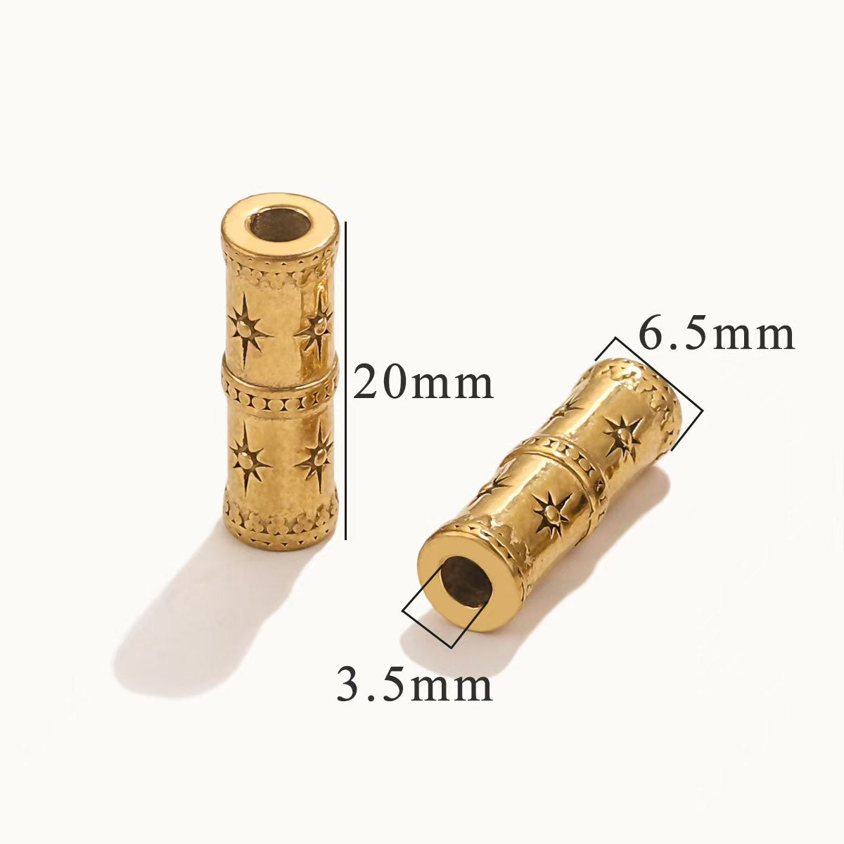 2 Stainless Steel Golden 18K Gold Plated Spacer Beads, European and American Style Handmade DIY Bracelet, Necklace, Jewelry Spacer Beads, Loose Beads Accessories
