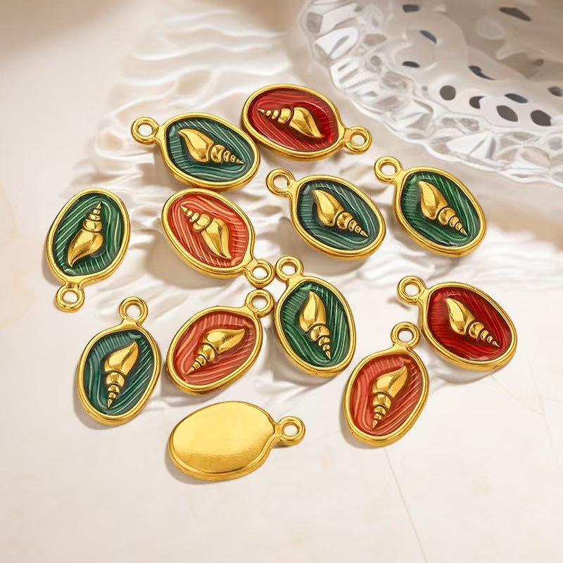 Wholesale of 5 stainless - steel electroplated small jewelry pendants with ocean theme, handmade DIY bracelets, necklaces, and exquisite jewelry hangers