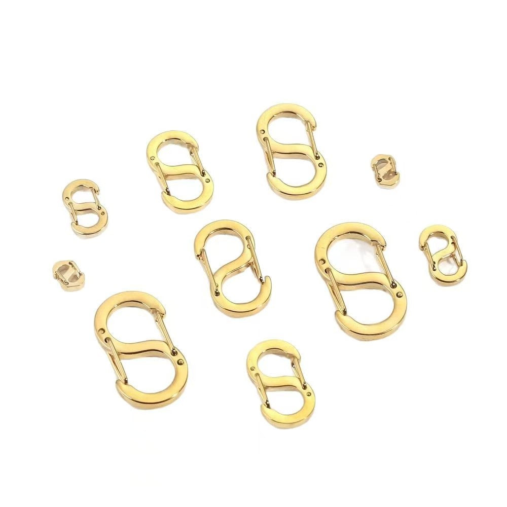 Stainless steel minimalist jewelry buckle, electroplating process, large S-shaped buckle, handmade DIY clothing accessories, spring S-shaped jewelry buckle, 4 pieces