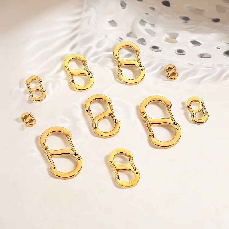 Stainless steel minimalist jewelry buckle, electroplating process, large S-shaped buckle, handmade DIY clothing accessories, spring S-shaped jewelry buckle, 4 pieces