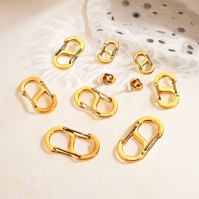 Stainless steel minimalist jewelry buckle, electroplating process, large S-shaped buckle, handmade DIY clothing accessories, spring S-shaped jewelry buckle, 4 pieces