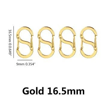 Stainless steel minimalist jewelry buckle, electroplating process, large S-shaped buckle, handmade DIY clothing accessories, spring S-shaped jewelry buckle, 4 pieces
