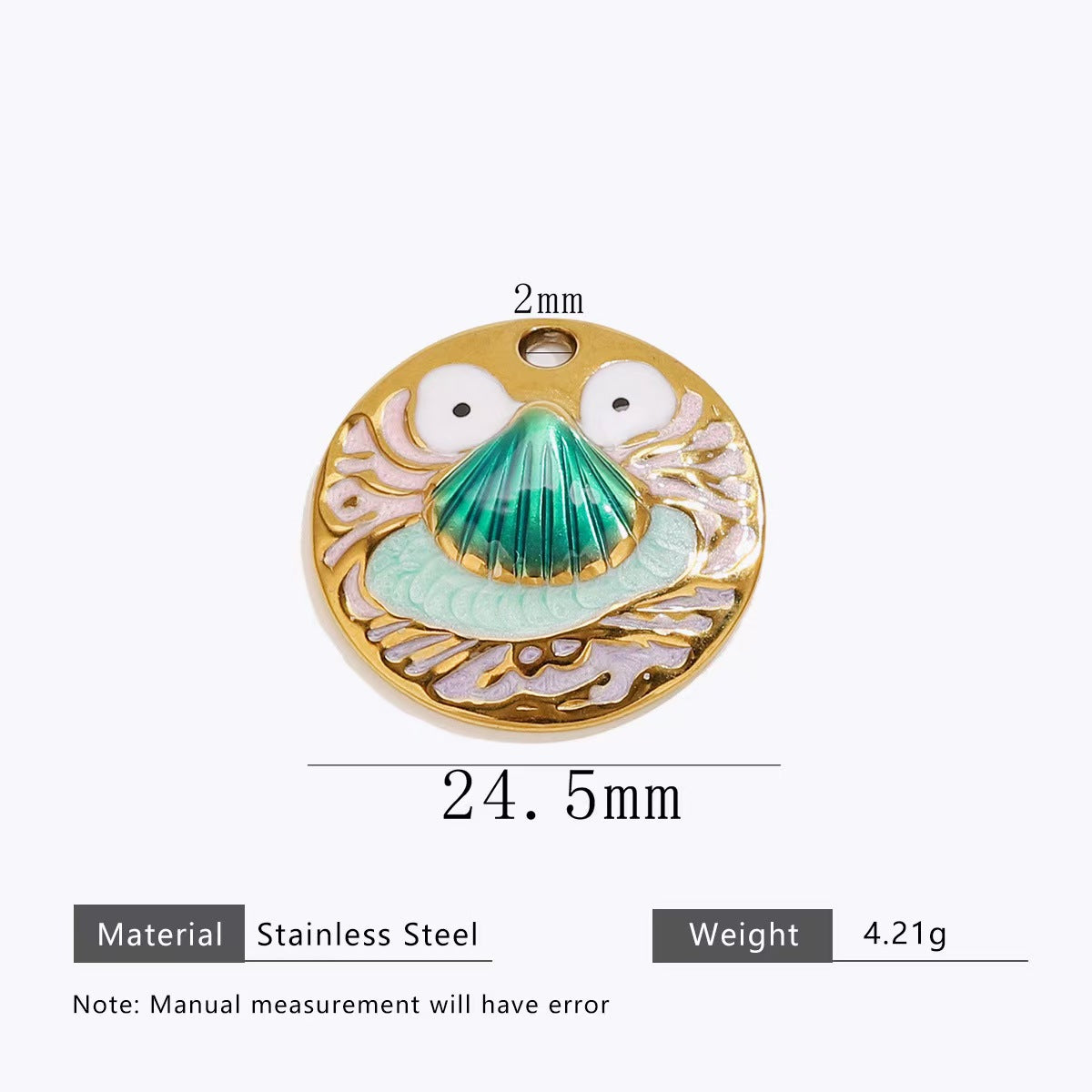 Creative colorful oil - dripping stainless - steel pendants with fruit and animal patterns, fashionable and delicate handmade DIY necklace accessories, 5 pieces