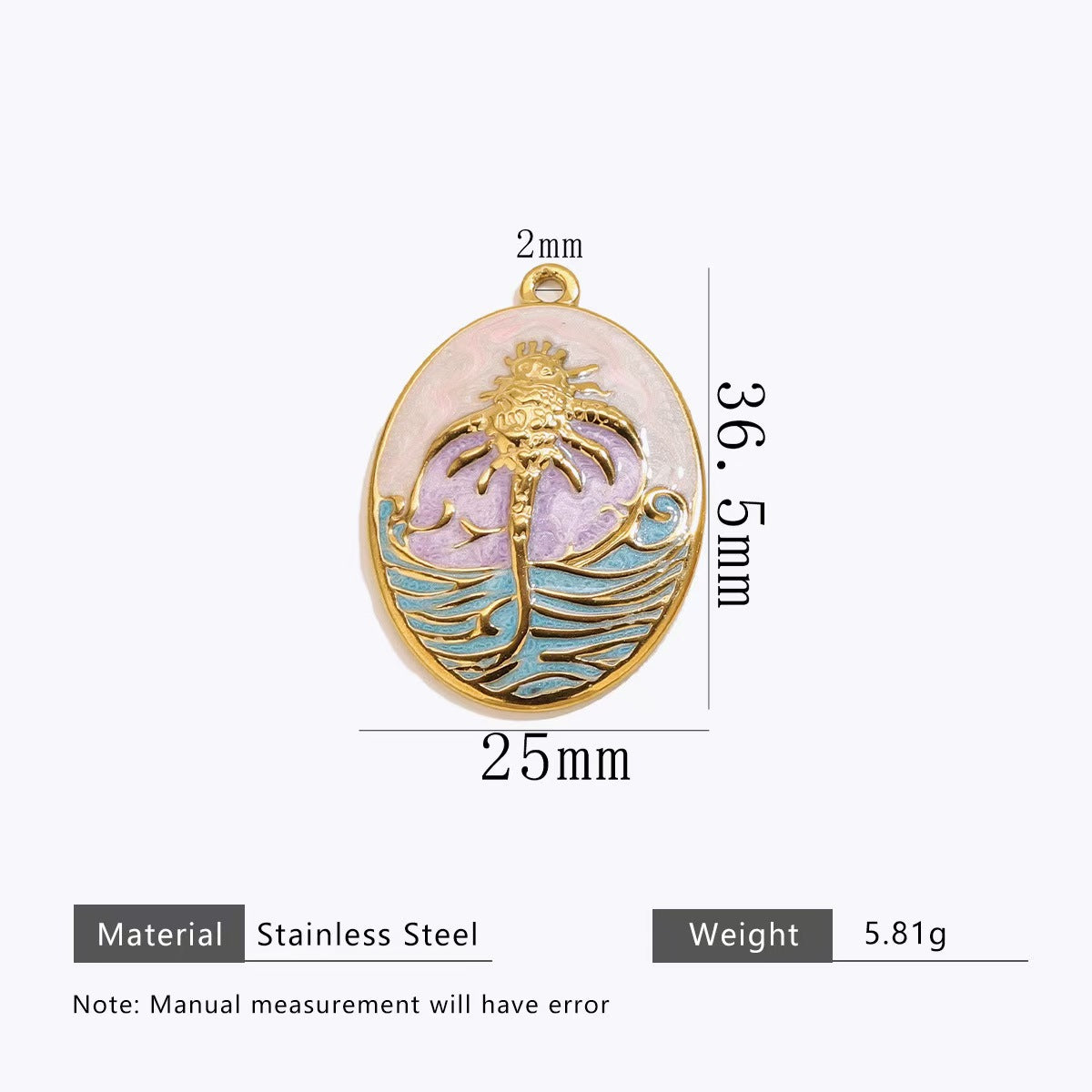 Creative colorful oil - dripping stainless - steel pendants with fruit and animal patterns, fashionable and delicate handmade DIY necklace accessories, 5 pieces