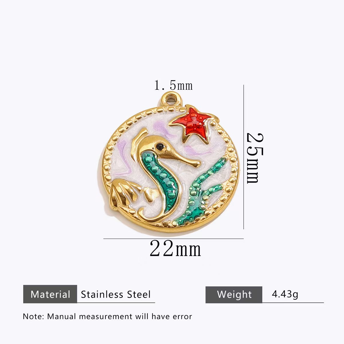 Creative colorful oil - dripping stainless - steel pendants with fruit and animal patterns, fashionable and delicate handmade DIY necklace accessories, 5 pieces