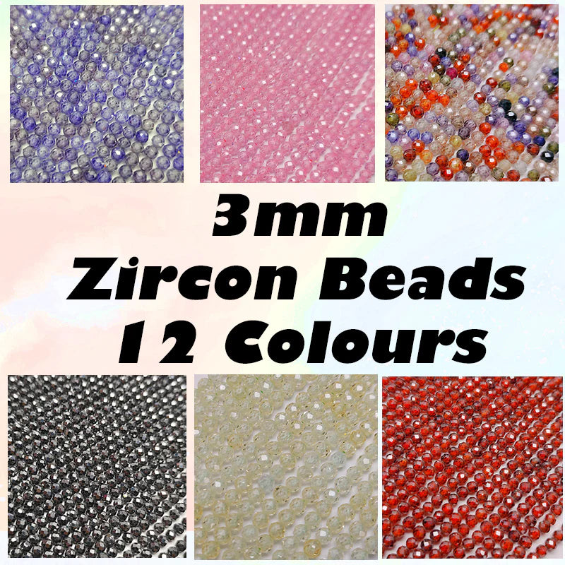 3mm round Faceted Zircon Beads