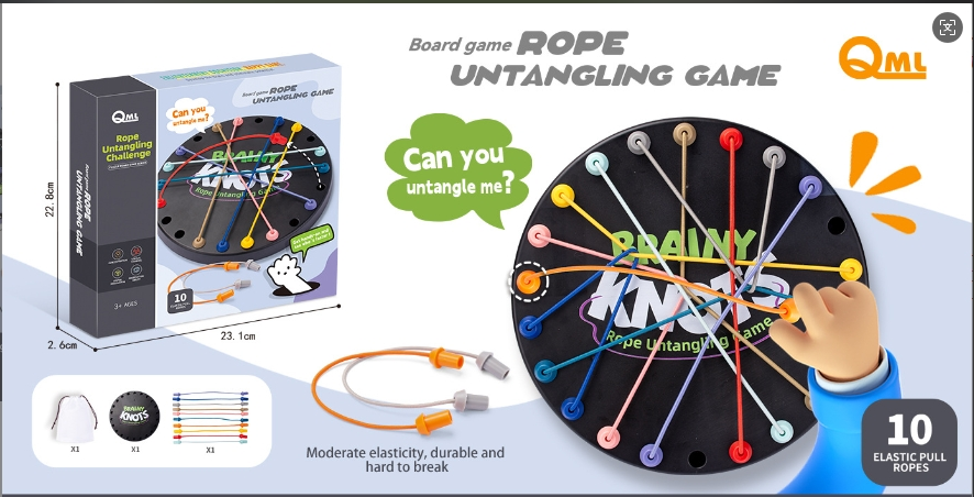 Rope Untangling Challenge - Kids Puzzle Toy for Logic Development, Focus, and Fun - Preschool Educational Board Game