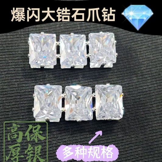Extra large white zircon hand-sewn diamond plated thick silver claw diamond DIY hand-made hair accessory clothing jewelry shoes and bags accessories flash