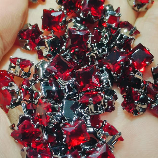 5mm square dark-themed sparkly gunmetal base crystal square claw-set zircon rhinestones.