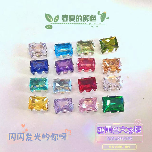 5*7 rectangle ultra-flash dopamine sugar cube zircon claw zircon beads DIY jewelry accessory