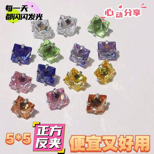 5mm square flash diamond; seven-color zircon; anti-clasp gemstone DIY beads; crystal versatile princess dopamine color.