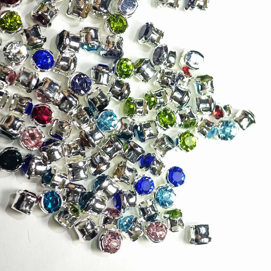 Rainbow Paradise round claw-set rhinestones, colored crystal ornaments, hand-sewn rhinestones, DIY handicraft accessory materials, mixed shiny rhinestones.