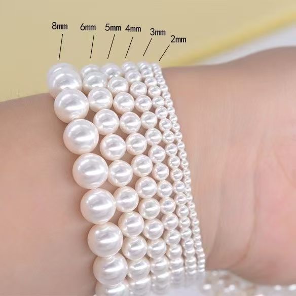 DIY handmade jewelry beads seed beads stringing pearls through hole round white real shell beads crystal no peel pearls