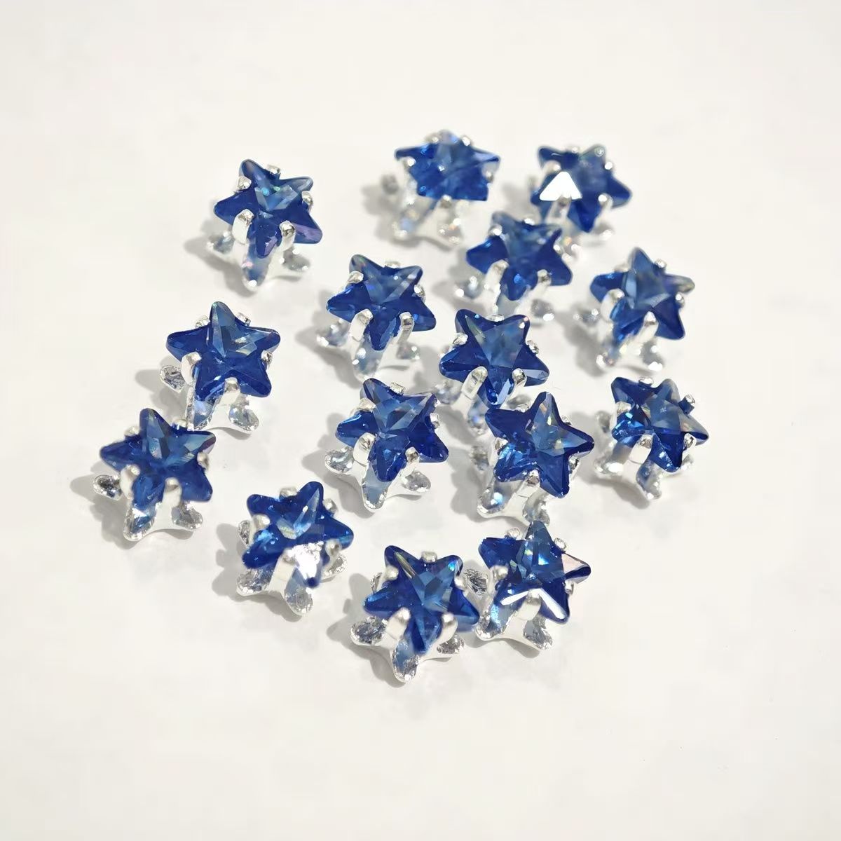 Little star copper-plated thick silver new claw zircon flash diamond