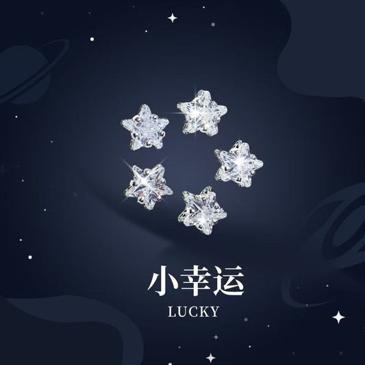 Little star copper-plated thick silver new claw zircon flash diamond