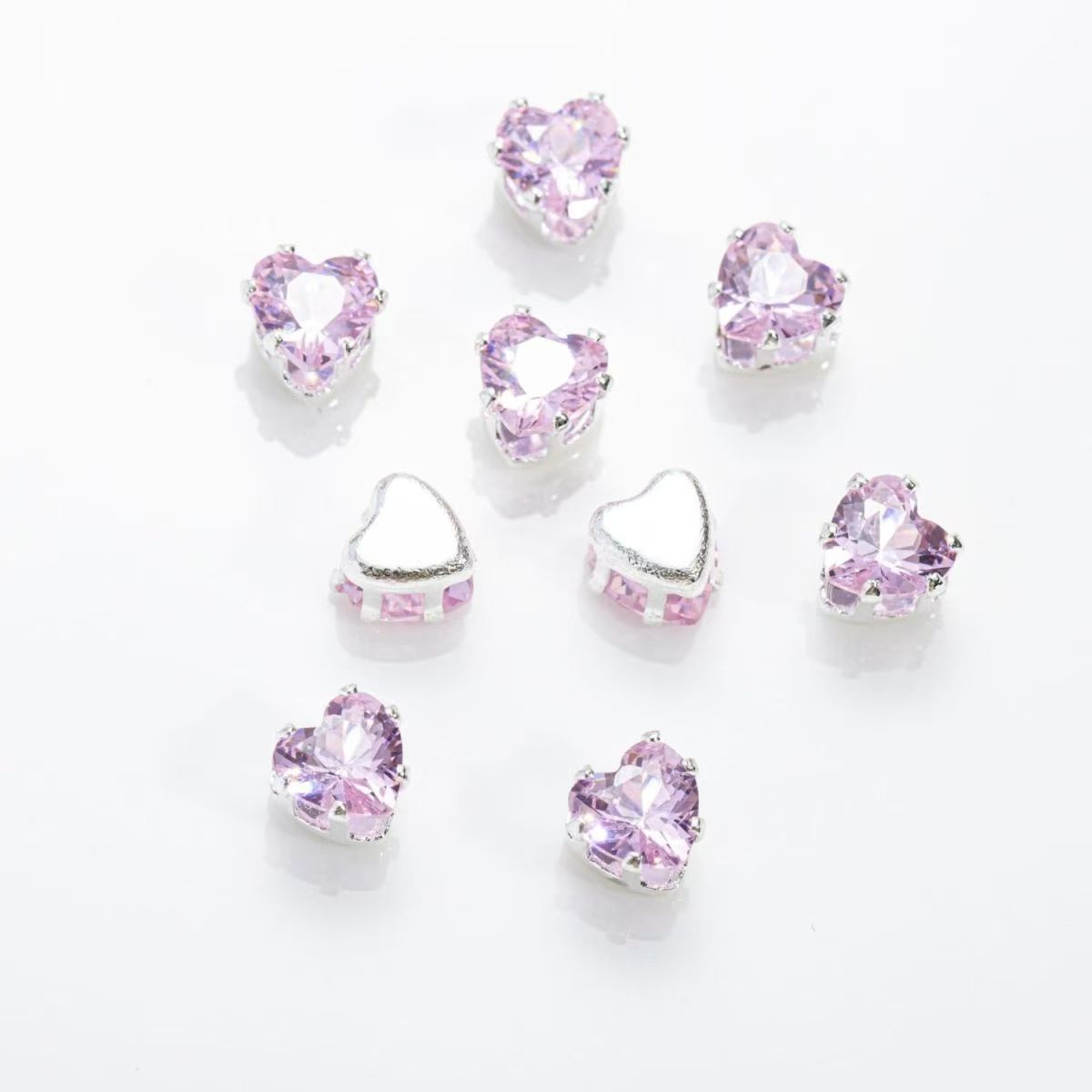 4mm heart-shaped claw diamond Huazhi flash DIY bracelet zircon hand-sewn beads with holes beads separators loose beads accessories auxiliary