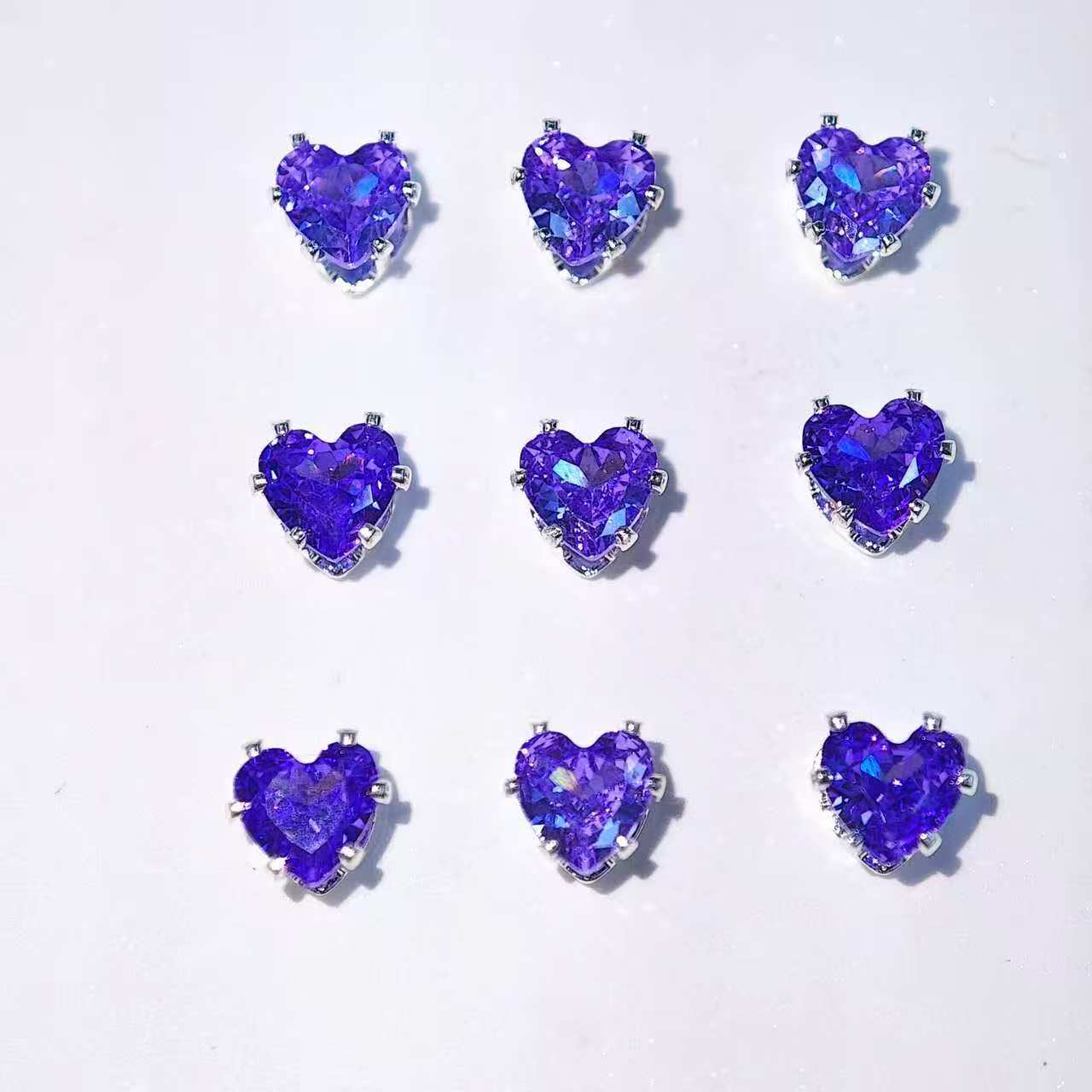 4mm heart-shaped claw diamond Huazhi flash DIY bracelet zircon hand-sewn beads with holes beads separators loose beads accessories auxiliary