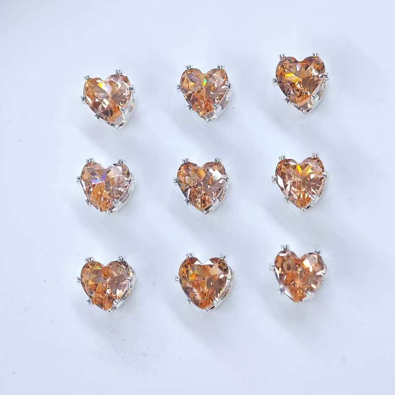 4mm heart-shaped claw diamond Huazhi flash DIY bracelet zircon hand-sewn beads with holes beads separators loose beads accessories auxiliary