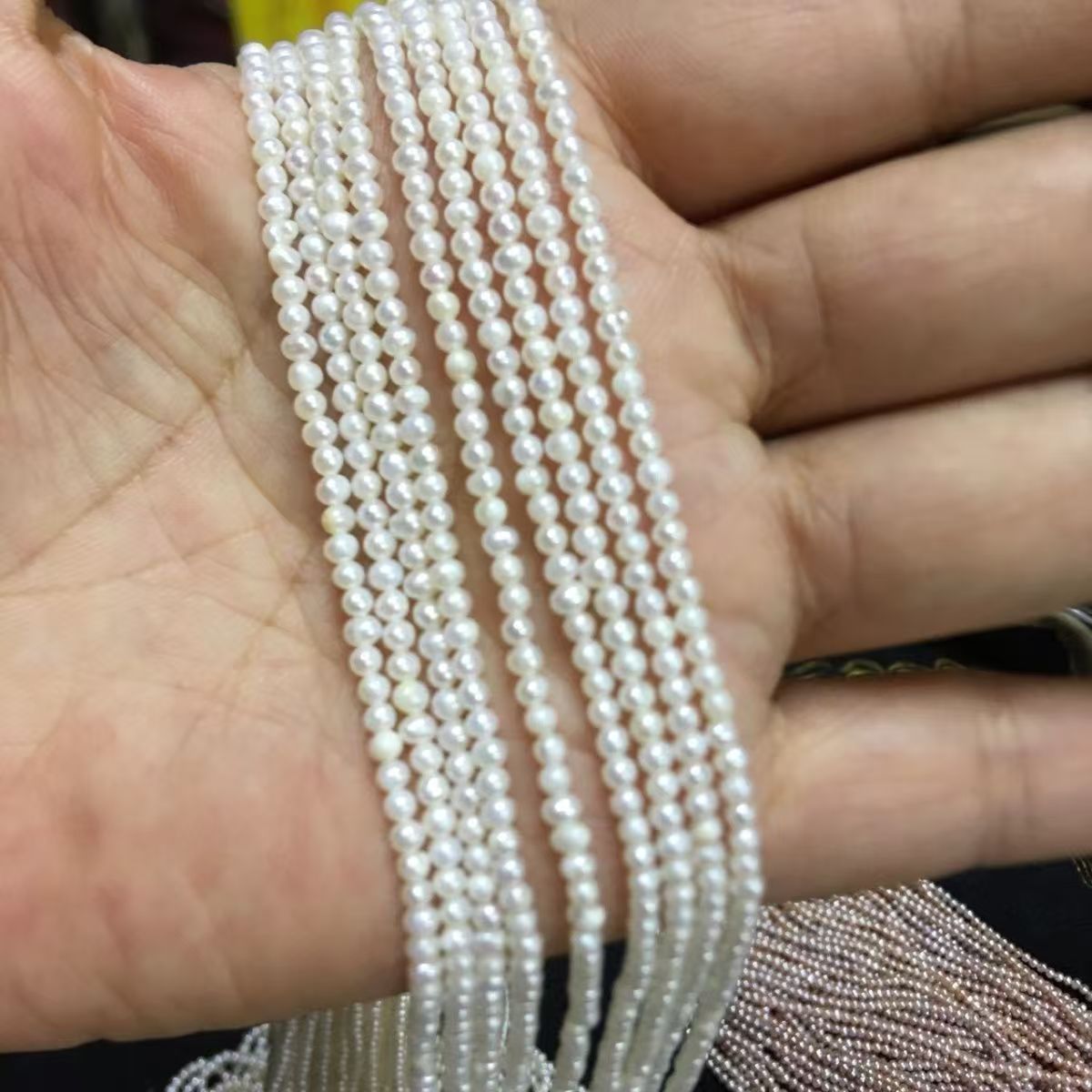 DIY handmade jewelry beads seed beads stringing pearls through hole round white real shell beads crystal no peel pearls