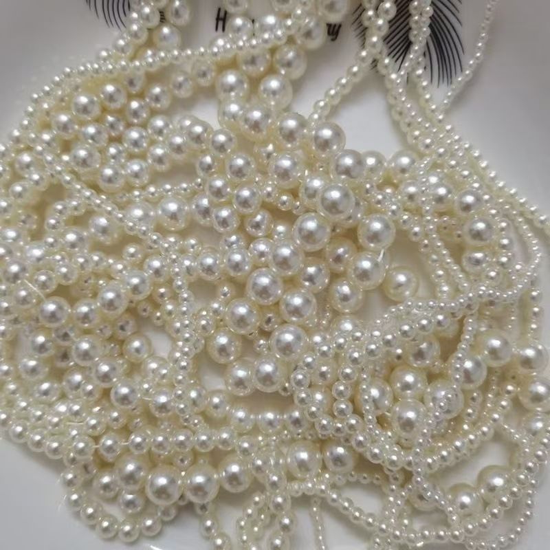DIY handmade jewelry beads seed beads stringing pearls through hole round white real shell beads crystal no peel pearls