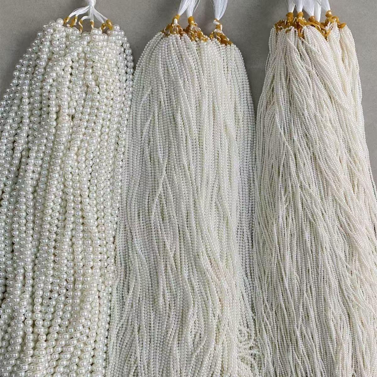 DIY handmade jewelry beads seed beads stringing pearls through hole round white real shell beads crystal no peel pearls
