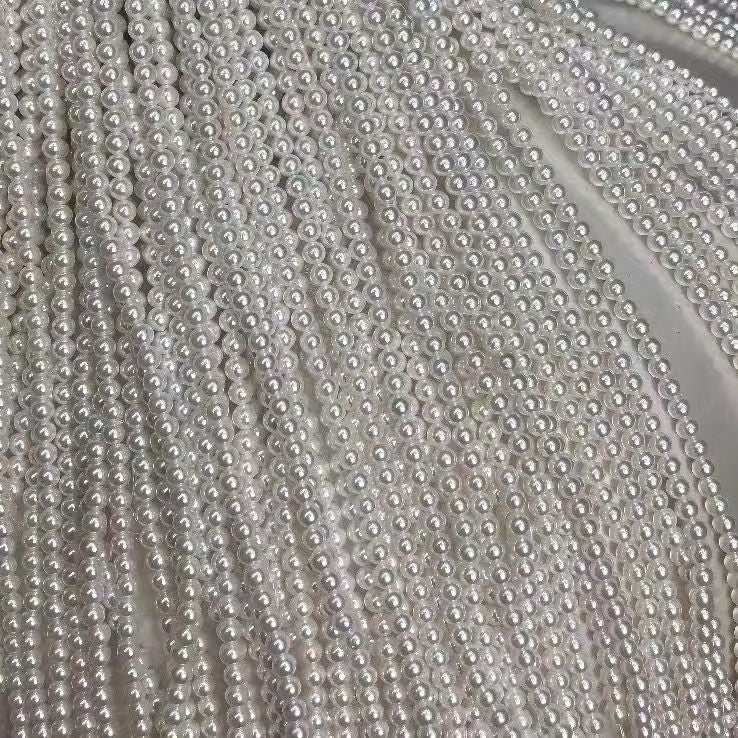 DIY handmade jewelry beads seed beads stringing pearls through hole round white real shell beads crystal no peel pearls