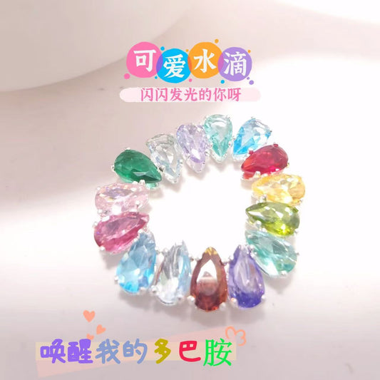 3*5 exquisite water droplet dopamine summer dazzling color zircon DIY bead jewelry